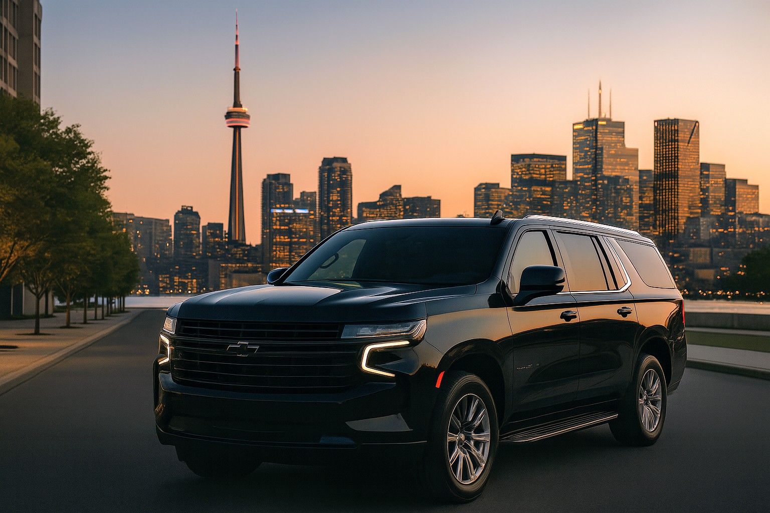 Polaris Reserve chauffeur opening vehicle door for client — trusted black car service in Toronto